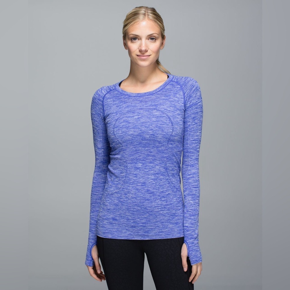Lululemon | Swiftly Tech Long Sleeve CrewSpace Dye Heather Pigment Blue Size 12